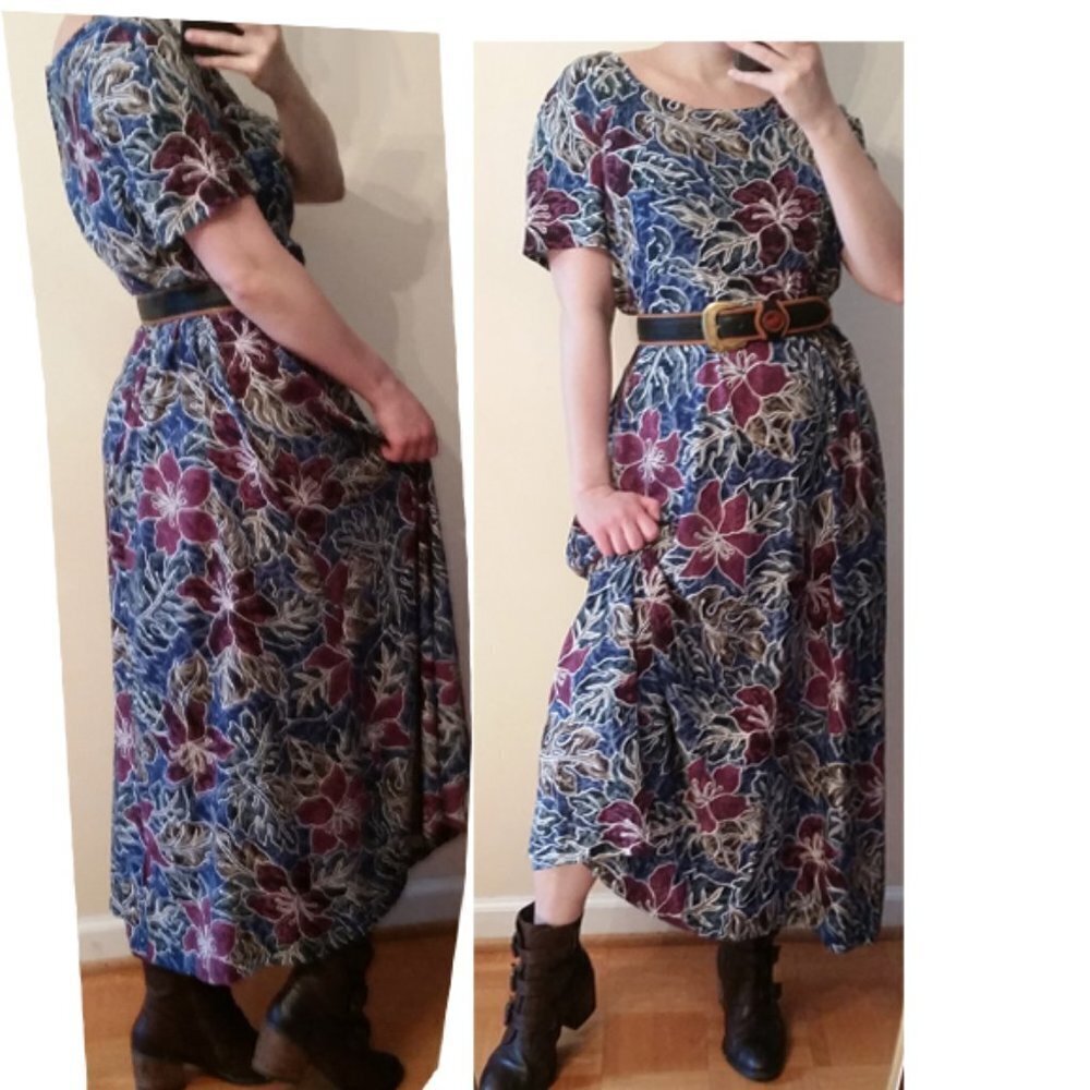 VINTAGE 90's Hawaiian Original Summer Maxi or Midi Casual Comfort Dress L